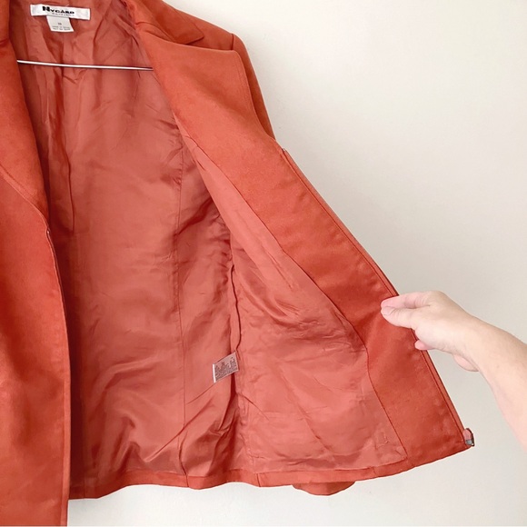 Vintage • Faux Suede Full Zip Blazer in Burnt Orange - Picture 6 of 9